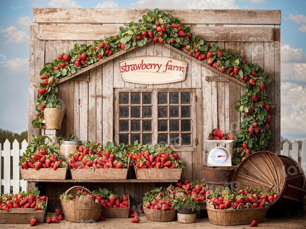 Kate Strawberry Farm Wooden House Backdrop Designed by Emetselch