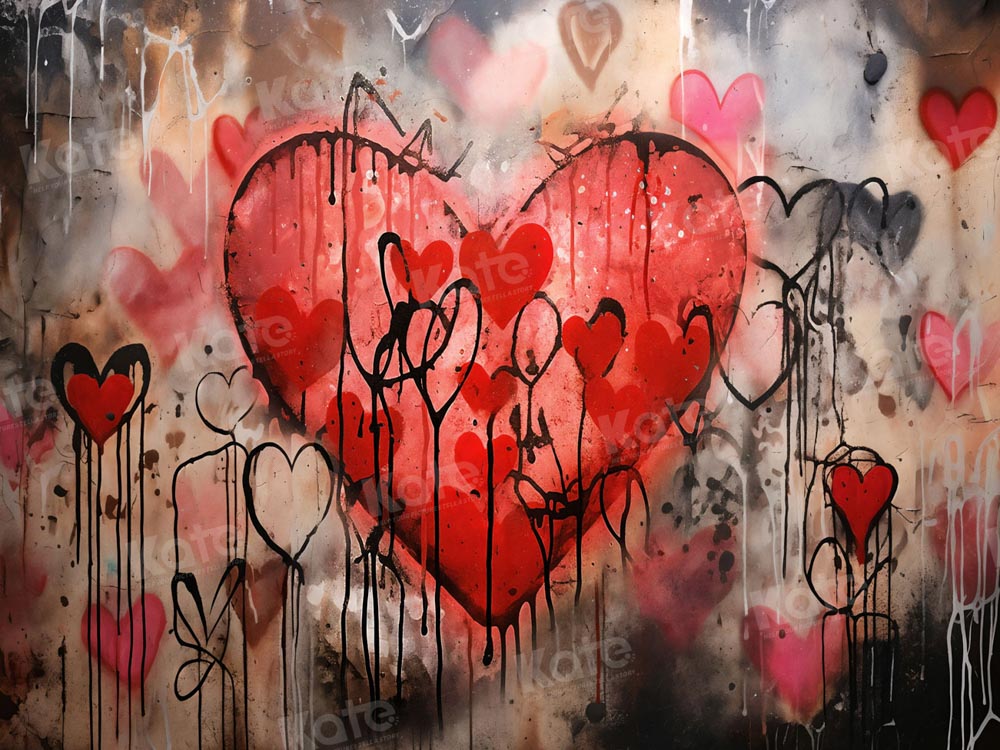 Kate Valentine's Day Ink Hearts Backdrop Designed by Chain Photography