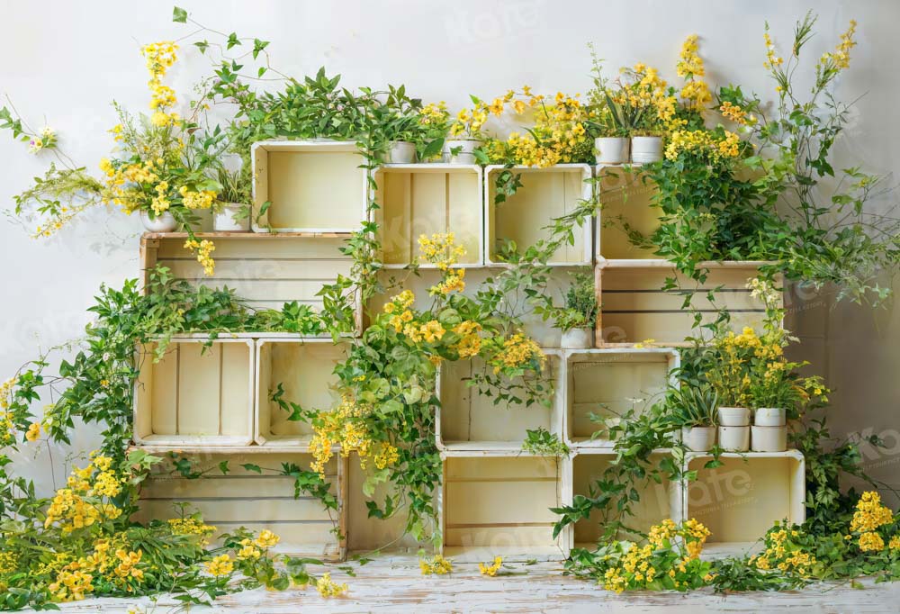 Kate Spring Yellow Flower Cabinet Backdrop Designed by Chain Photography