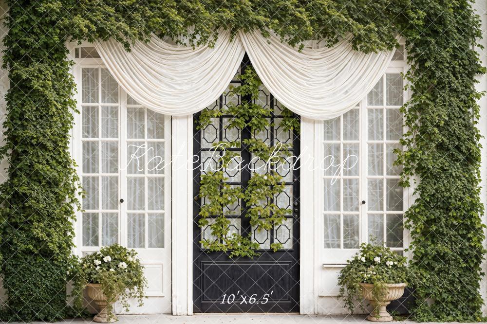 Kate Spring Green Plants Curtains Windows Doors Backdrop Designed by Emetselch