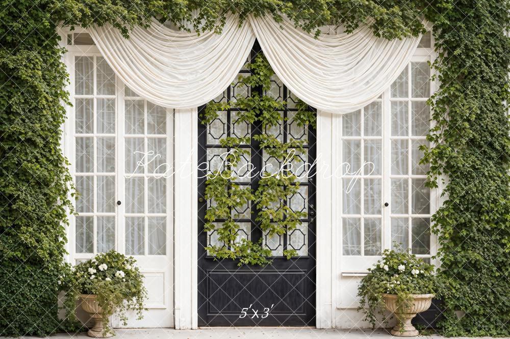 Kate Spring Green Plants Curtains Windows Doors Backdrop Designed by Emetselch