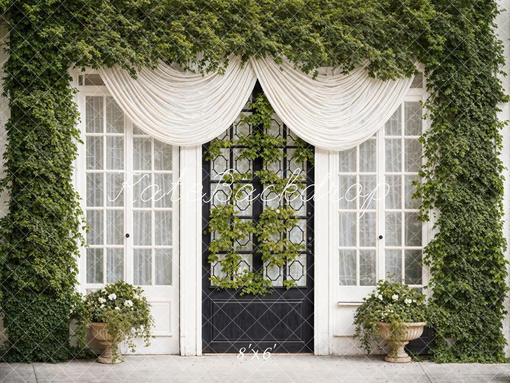 Kate Spring Green Plants Curtains Windows Doors Backdrop Designed by Emetselch