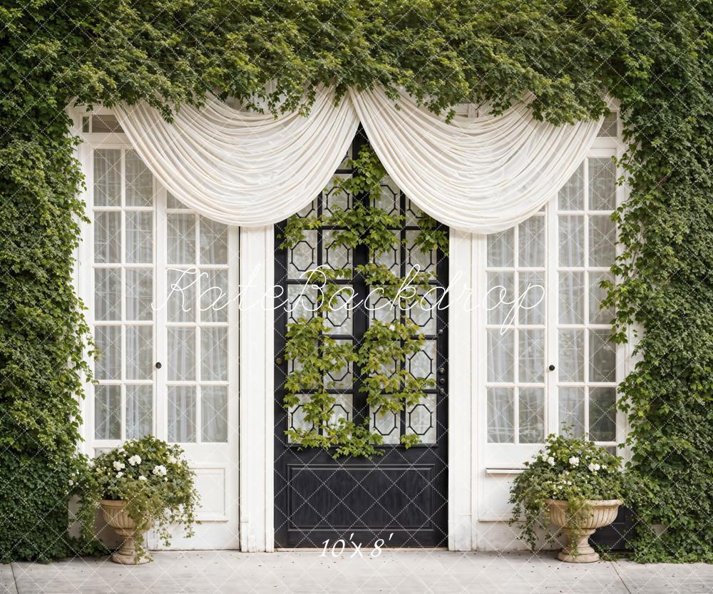 Kate Spring Green Plants Curtains Windows Doors Backdrop Designed by Emetselch