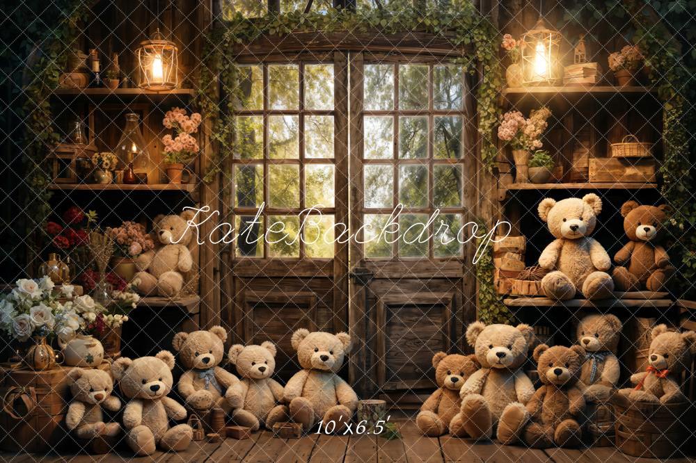 Kate Spring Bear Lantern Cabin Backdrop Designed by Emetselch