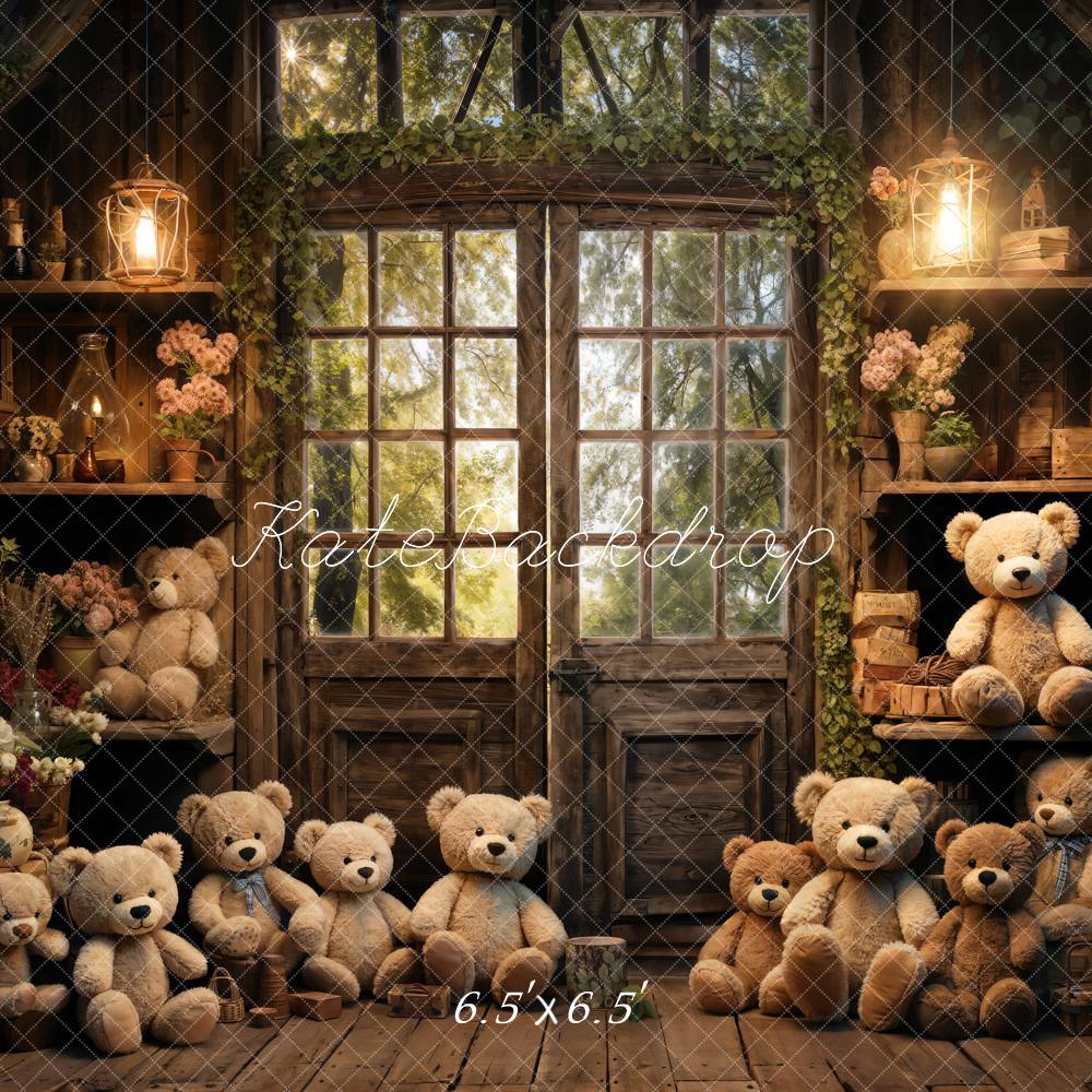 Kate Spring Bear Lantern Cabin Backdrop Designed by Emetselch