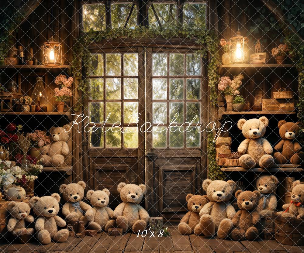 Kate Spring Bear Lantern Cabin Backdrop Designed by Emetselch