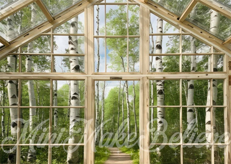 Kate Empty Greenhouse Birch Backdrop Designed by Mini MakeBelieve