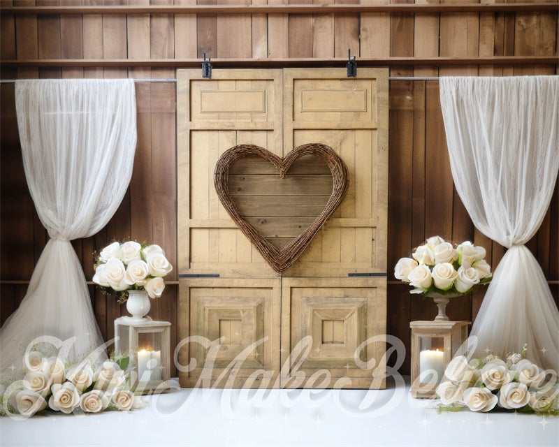 Kate Interior Barn Heart Curtain Backdrop Designed by Mini MakeBelieve