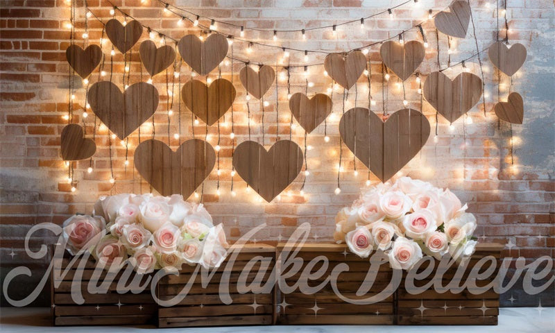 Kate Interior Barn Hearts and Lights Backdrop Designed by Mini MakeBelieve