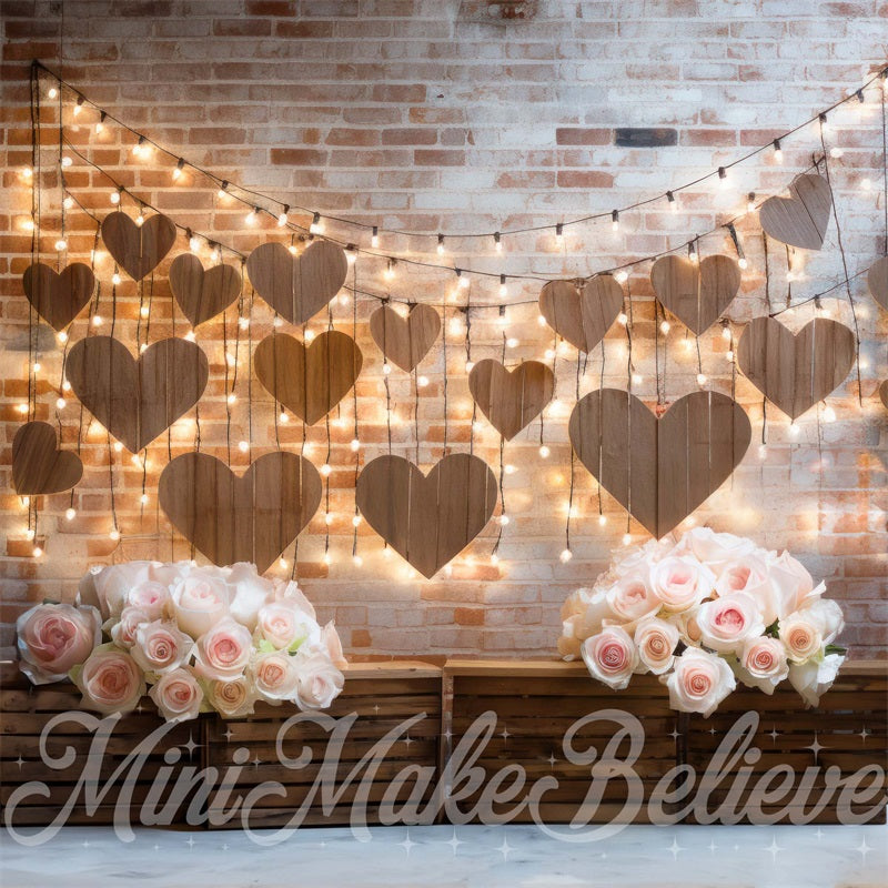 Kate Interior Barn Hearts and Lights Backdrop Designed by Mini MakeBelieve