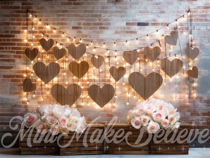 Kate Interior Barn Hearts and Lights Backdrop Designed by Mini MakeBelieve