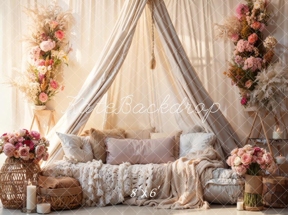 Kate Boho Flowers Sofa Backdrop Designed by Emetselch