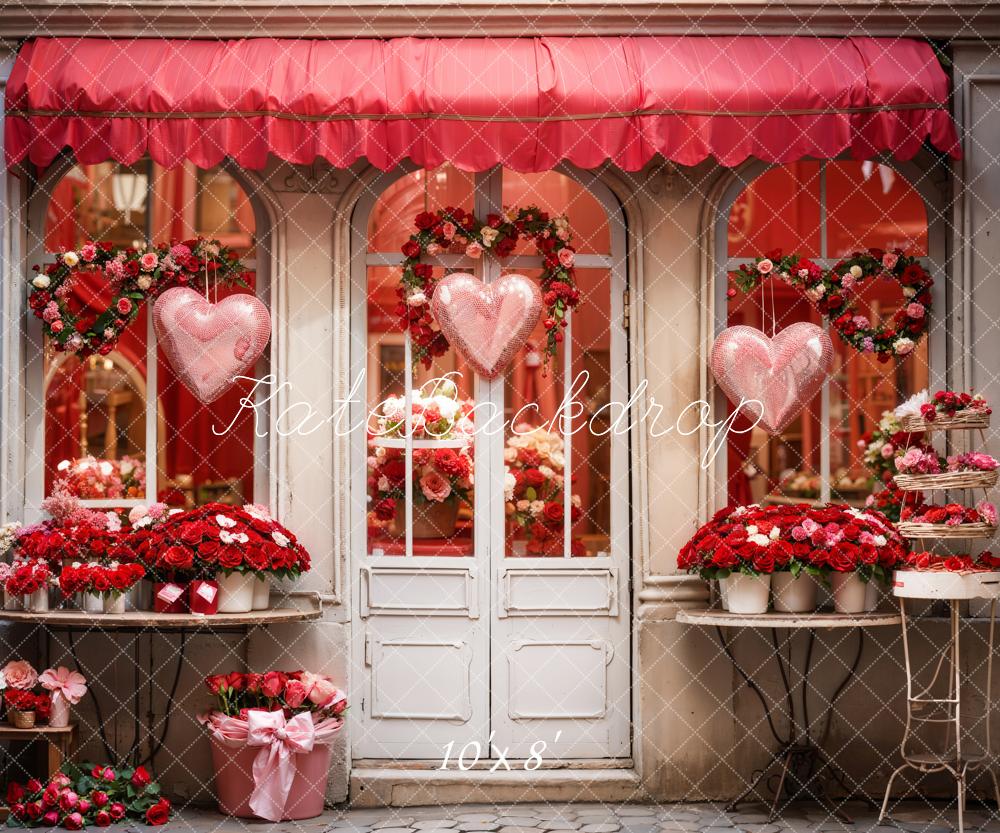 Kate Valentine's Day Red Rose Flower Shop Backdrop Designed by Chain Photography