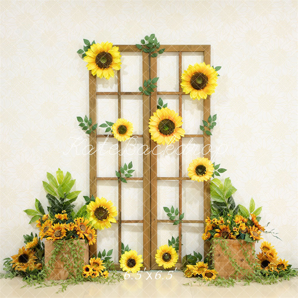 Kate Spring Sunflower Wooden Door Backdrop Designed by Emetselch