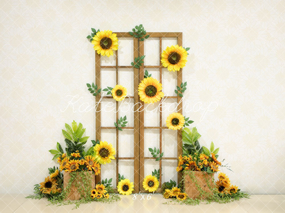 Kate Spring Sunflower Wooden Door Backdrop Designed by Emetselch