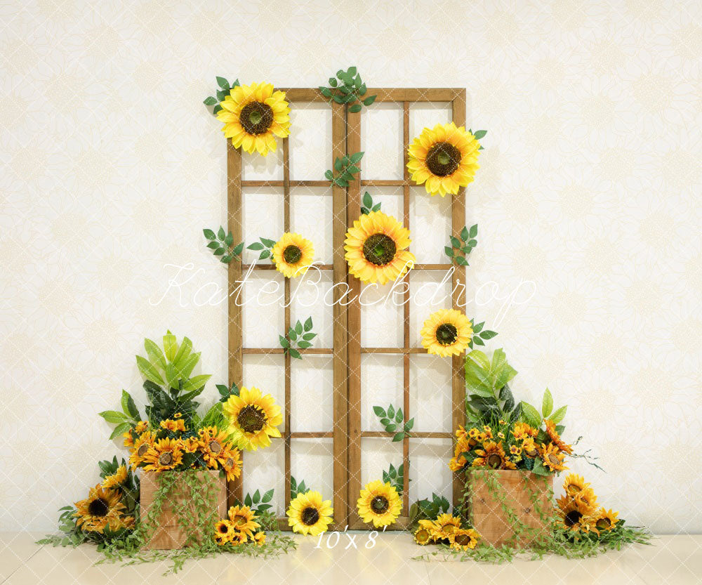 Kate Spring Sunflower Wooden Door Backdrop Designed by Emetselch