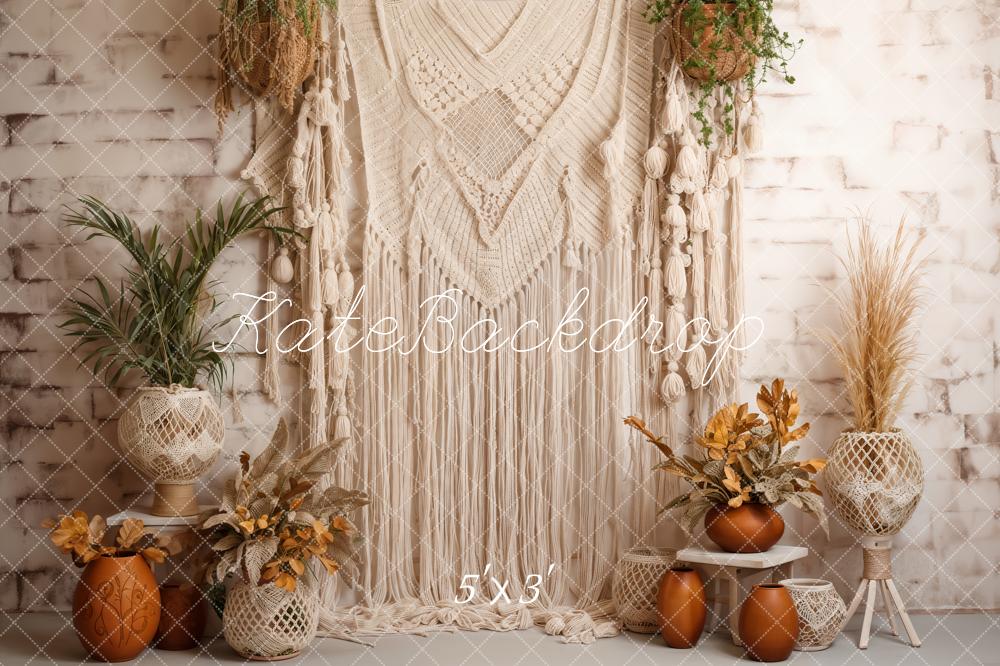 Kate Boho Flower Pot Lace Wall Hanging Backdrop Designed by Emetselch