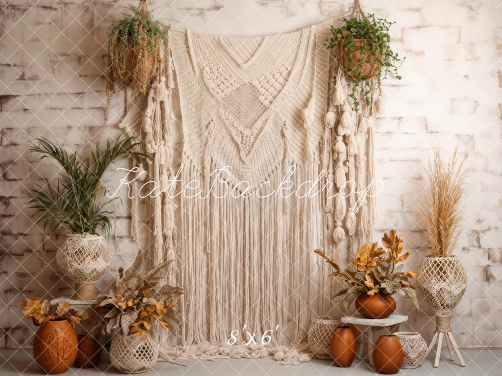 Kate Boho Flower Pot Lace Wall Hanging Backdrop Designed by Emetselch