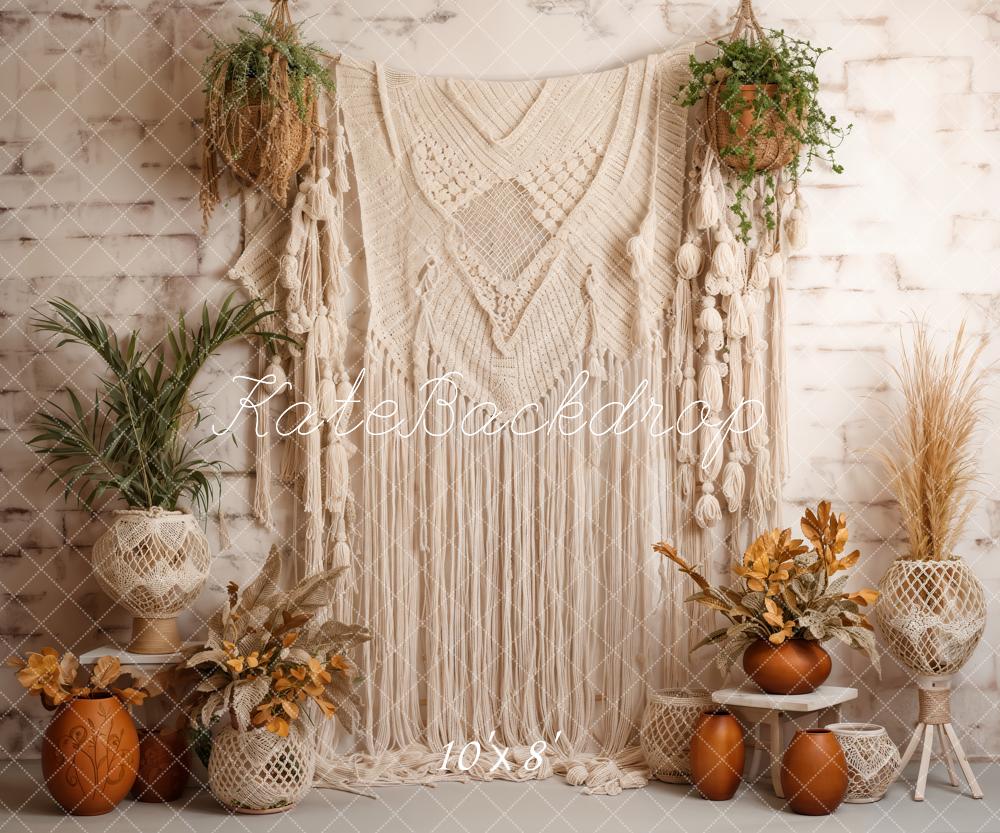 Kate Boho Flower Pot Lace Wall Hanging Backdrop Designed by Emetselch