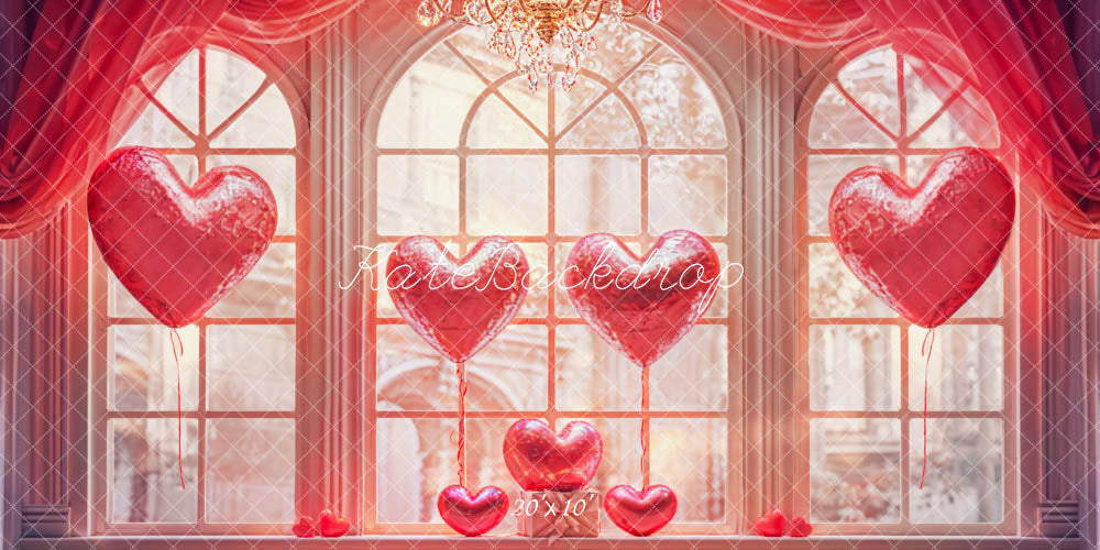 Kate Valentine Love Balloon Window Room Backdrop Designed by Chain Photography