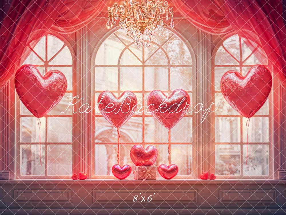 Kate Valentine Love Balloon Window Room Backdrop Designed by Chain Photography