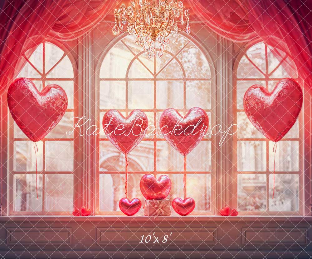 Kate Valentine Love Balloon Window Room Backdrop Designed by Chain Photography