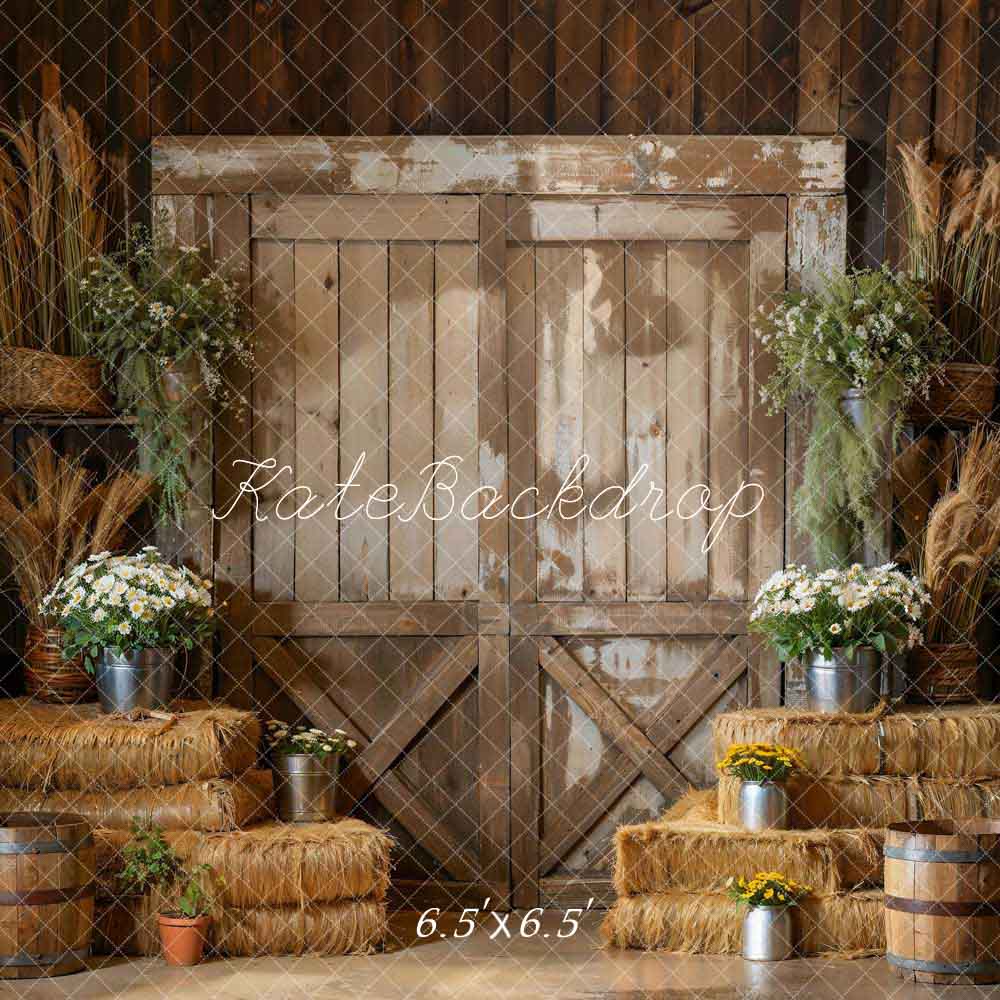 Kate Wooden Door Backdrop Haystack Green Plant Room Designed by Emetselch