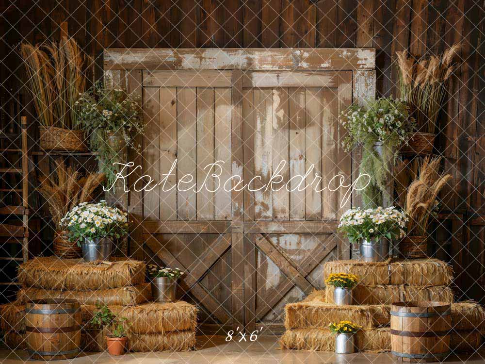 Kate Wooden Door Backdrop Haystack Green Plant Room Designed by Emetselch