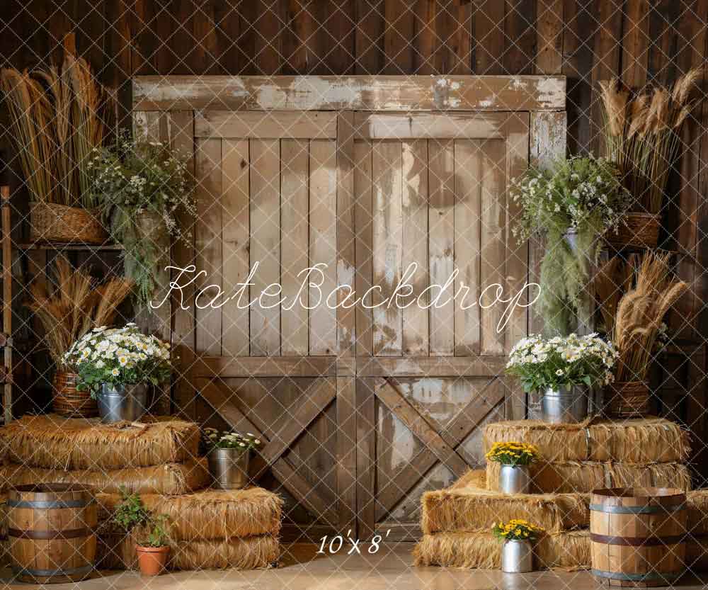 Kate Wooden Door Backdrop Haystack Green Plant Room Designed by Emetselch