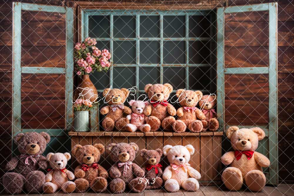 Kate Spring Bear Wood Window Sill Backdrop Designed by Chain Photography