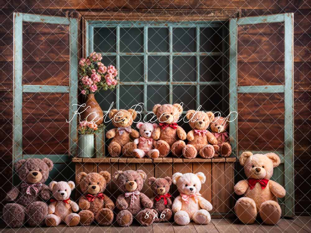 Kate Spring Bear Wood Window Sill Backdrop Designed by Chain Photography