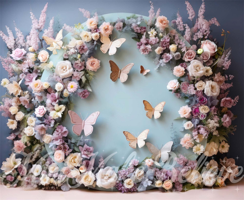 Kate Butterfly Floral Arch Backdrop Designed by Mini MakeBelieve