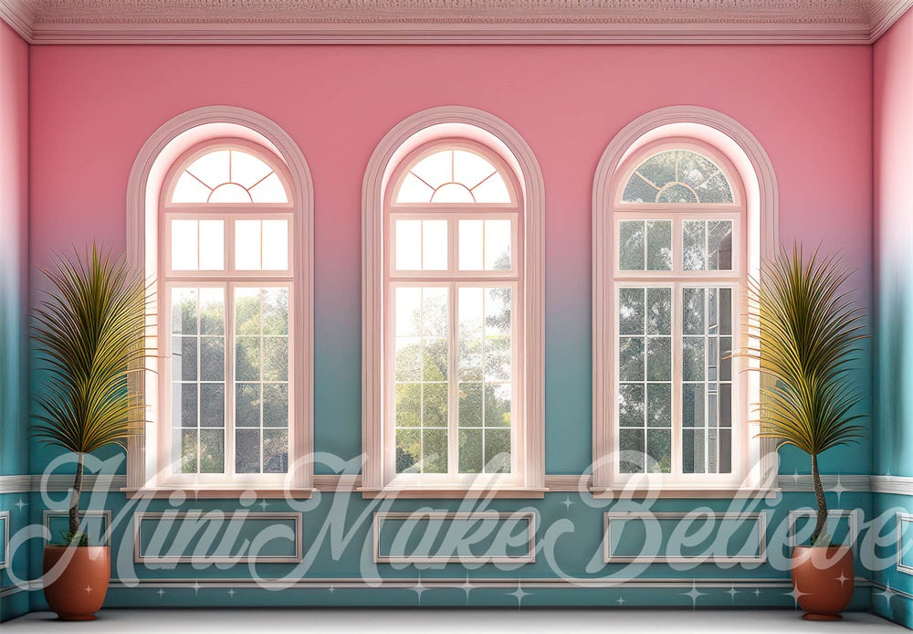 Kate Pink Blue Summer Interior Backdrop Designed by Mini MakeBelieve