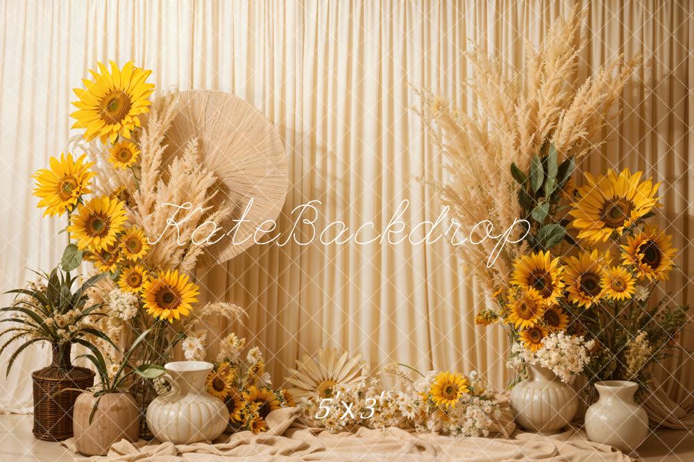 Lightning Deals-1 Kate Boho Summer Sunflowers Backdrop Designed by Emetselch