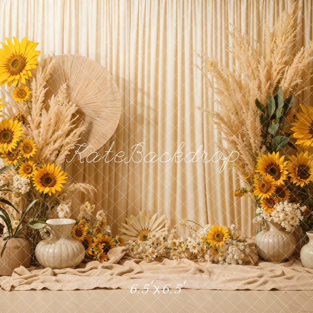 Lightning Deals-1 Kate Boho Summer Sunflowers Backdrop Designed by Emetselch