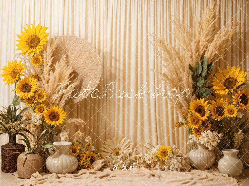 Lightning Deals-1 Kate Boho Summer Sunflowers Backdrop Designed by Emetselch