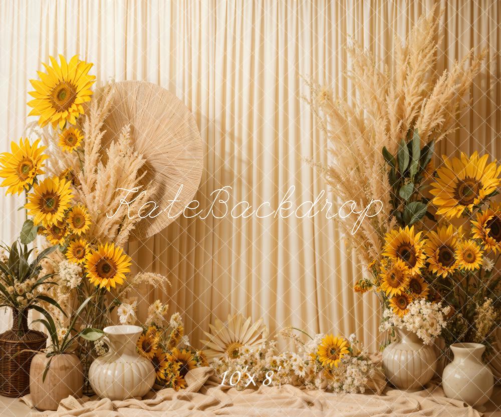 Lightning Deals-1 Kate Boho Summer Sunflowers Backdrop Designed by Emetselch