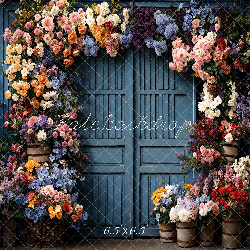 Kate Spring Flowers Wooden Door Backdrop Designed by Chain Photography