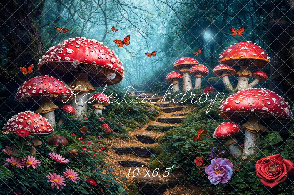 Kate Fairy Tale Forest Mushroom Path Backdrop Designed by Chain Photography