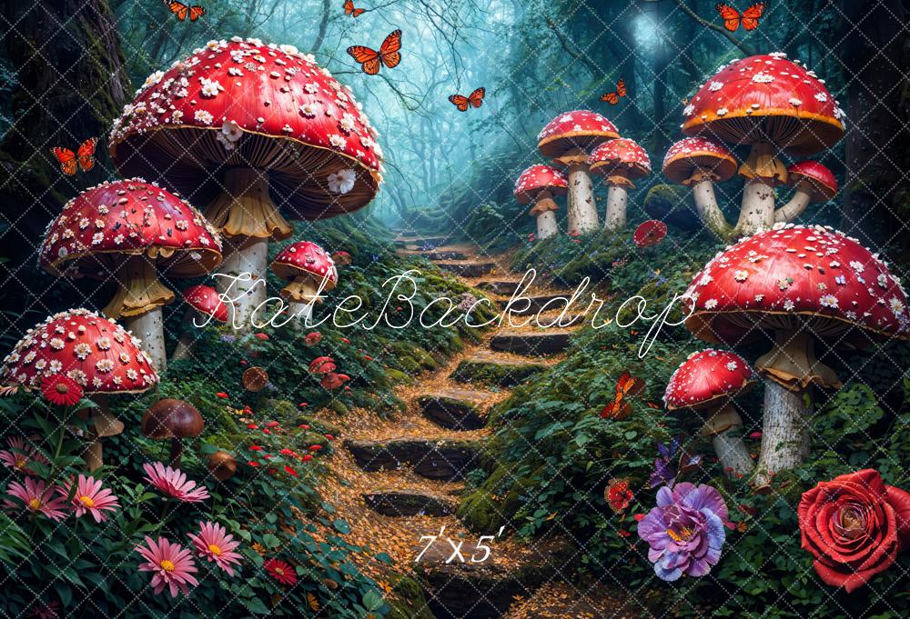 Kate Fairy Tale Forest Mushroom Path Backdrop Designed by Chain Photography