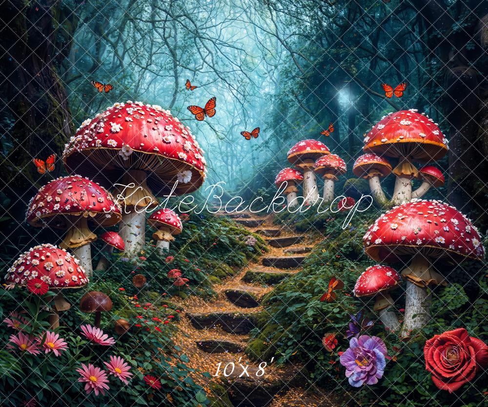 Kate Fairy Tale Forest Mushroom Path Backdrop Designed by Chain Photography