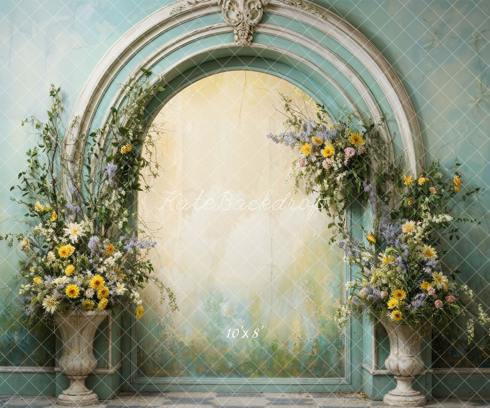 Kate Flowers Green Arch Wall Backdrop Spring Retro Designed by Emetselch