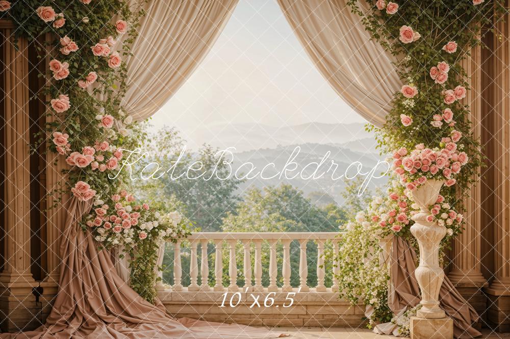 Kate Spring Flowers Curtain Balcony Backdrop Designed by Emetselch