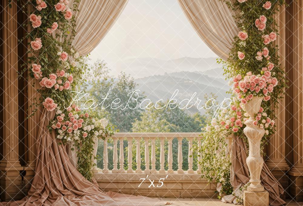 Kate Spring Flowers Curtain Balcony Backdrop Designed by Emetselch