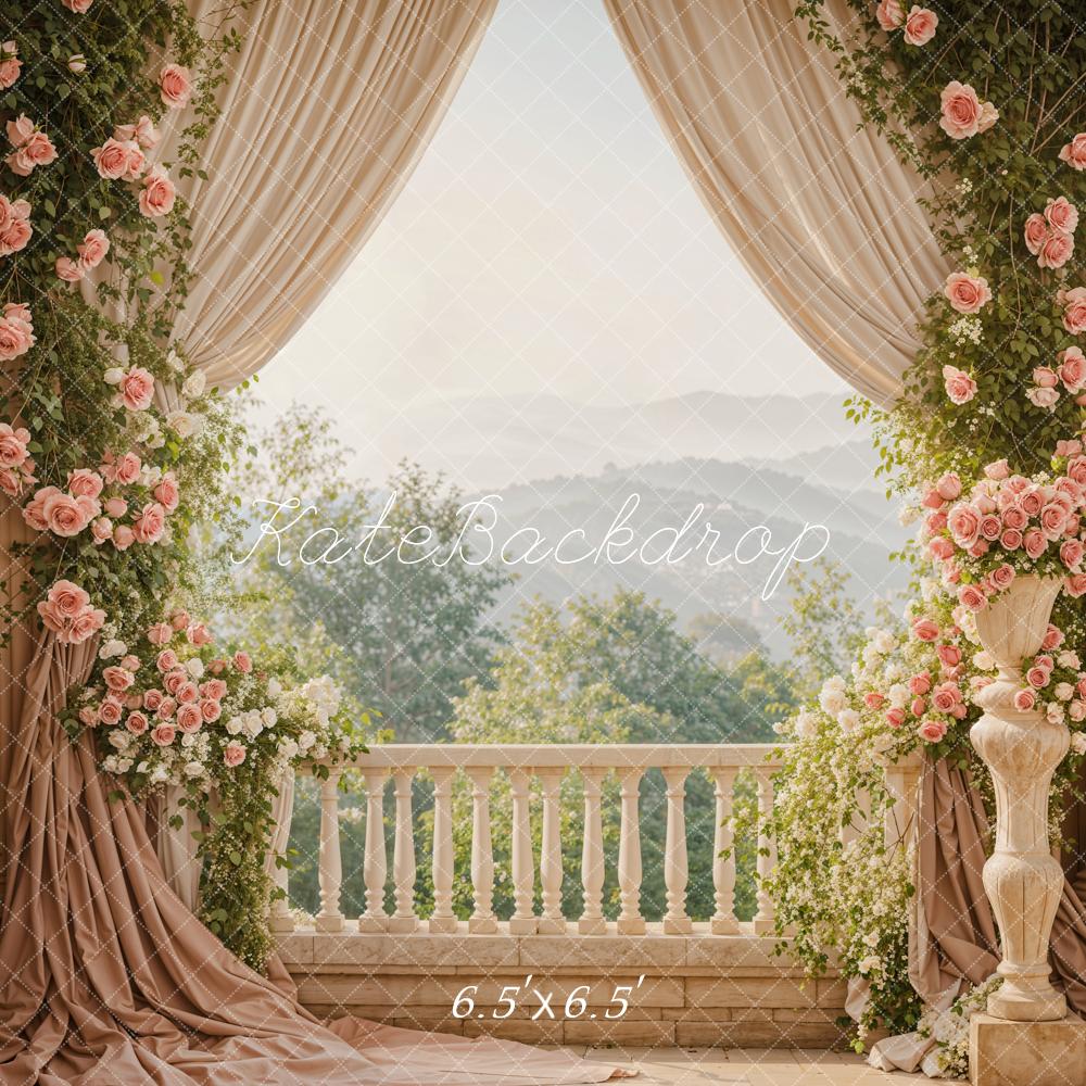 Kate Spring Flowers Curtain Balcony Backdrop Designed by Emetselch