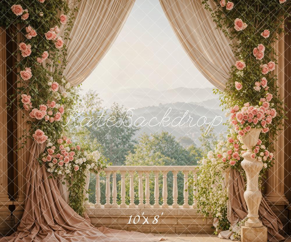 Kate Spring Flowers Curtain Balcony Backdrop Designed by Emetselch