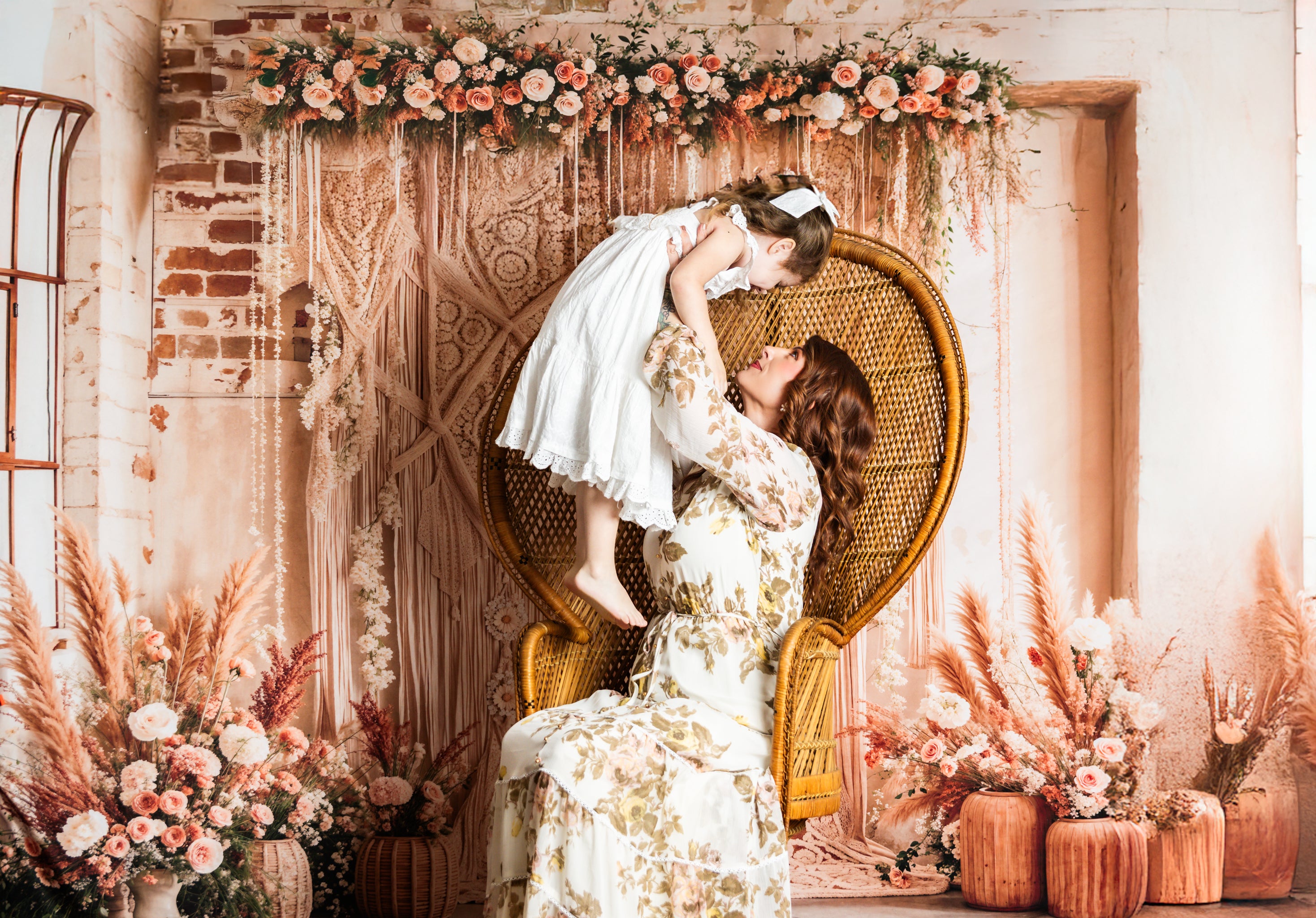 Kate Boho Flower Curtains Backdrop Designed by Laura Bybee