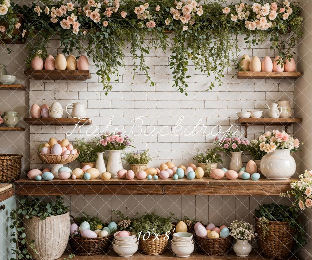 Kate Easter Eggs Flowers Kitchen Backdrop Designed by Emetselch