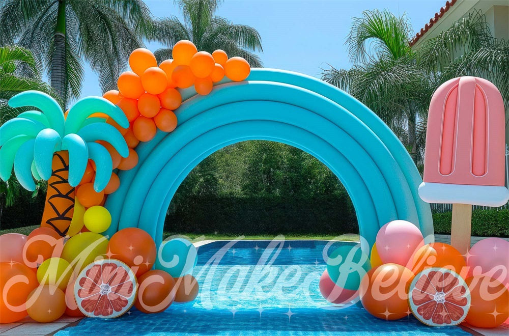 Kate Summer Pool Balloon Arch Backdrop Designed by Mini MakeBelieve