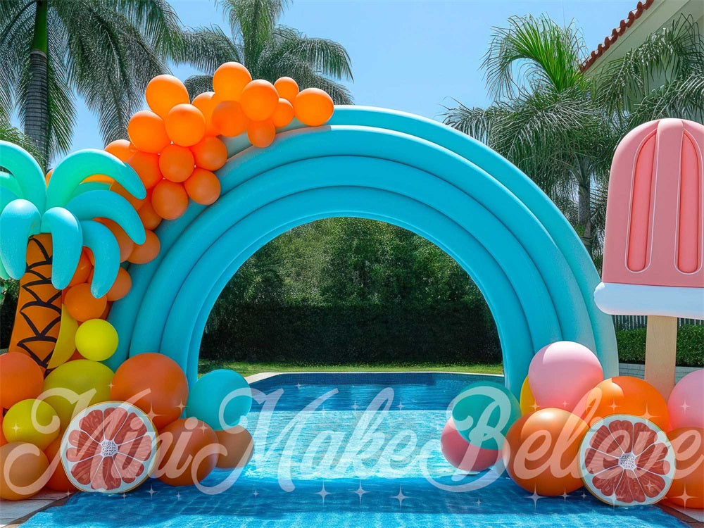 Kate Summer Pool Balloon Arch Backdrop Designed by Mini MakeBelieve